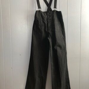 Free People Charcoal Pinstripe Jumpsuit Overalls NWOT High Waist